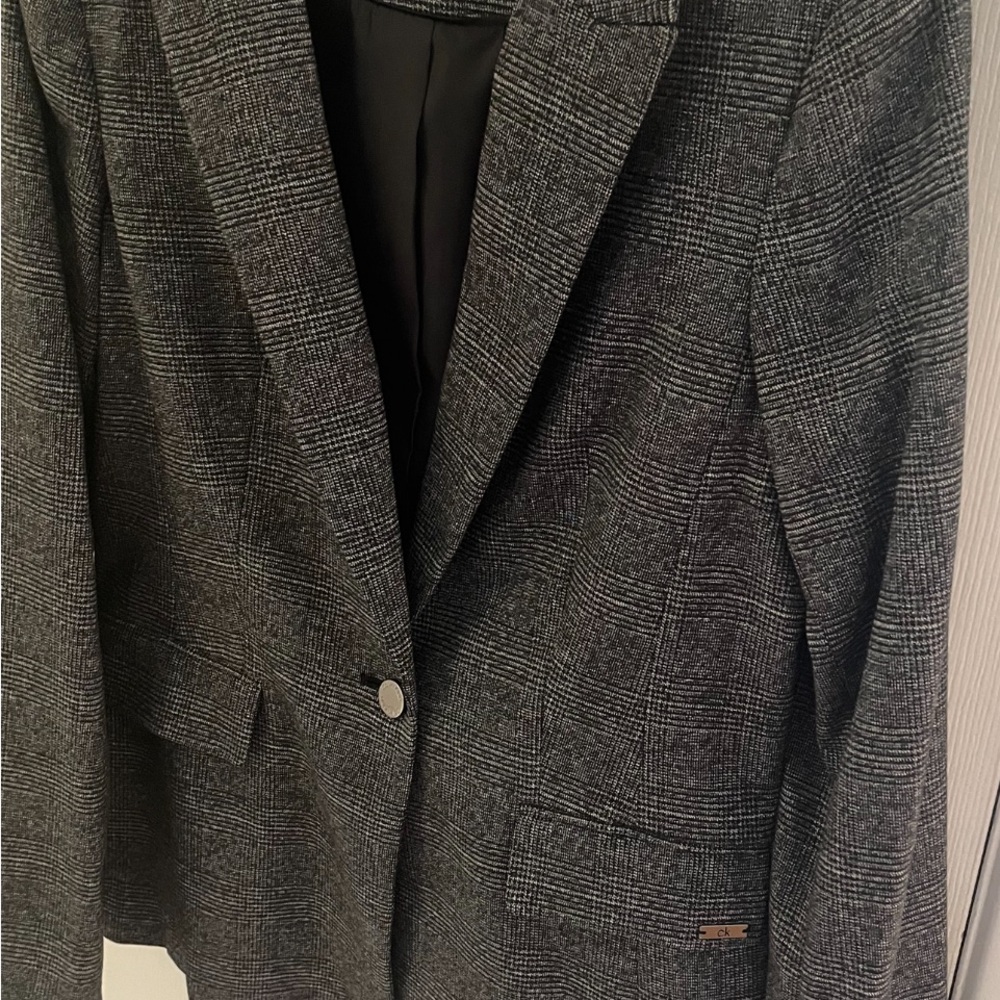 Calvin Klein Women's Black Checkered Blazer